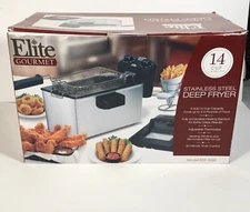 New Elite Gourmet EDF-3500 Electric Immersion Deep Fryer Stainless Steel 3.5Qt