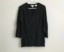 LOGO by Lori Goldstein Rayon Made Fr Bamboo Blend Sweater-Black (sz M) a598794 '
