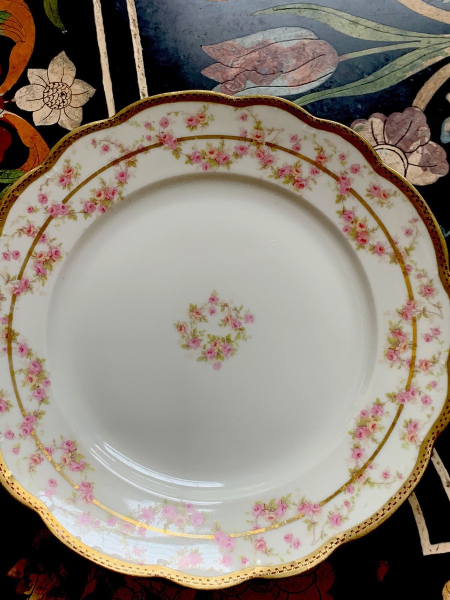 ANTIQUE MORITZ ZDEKAUER M.Z. AUSTRIA 9.5” Set Of 4 DISHES PINK