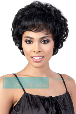 Motown Tress Synthetic Full Bob Soft Curls with Bangs Linda Wig