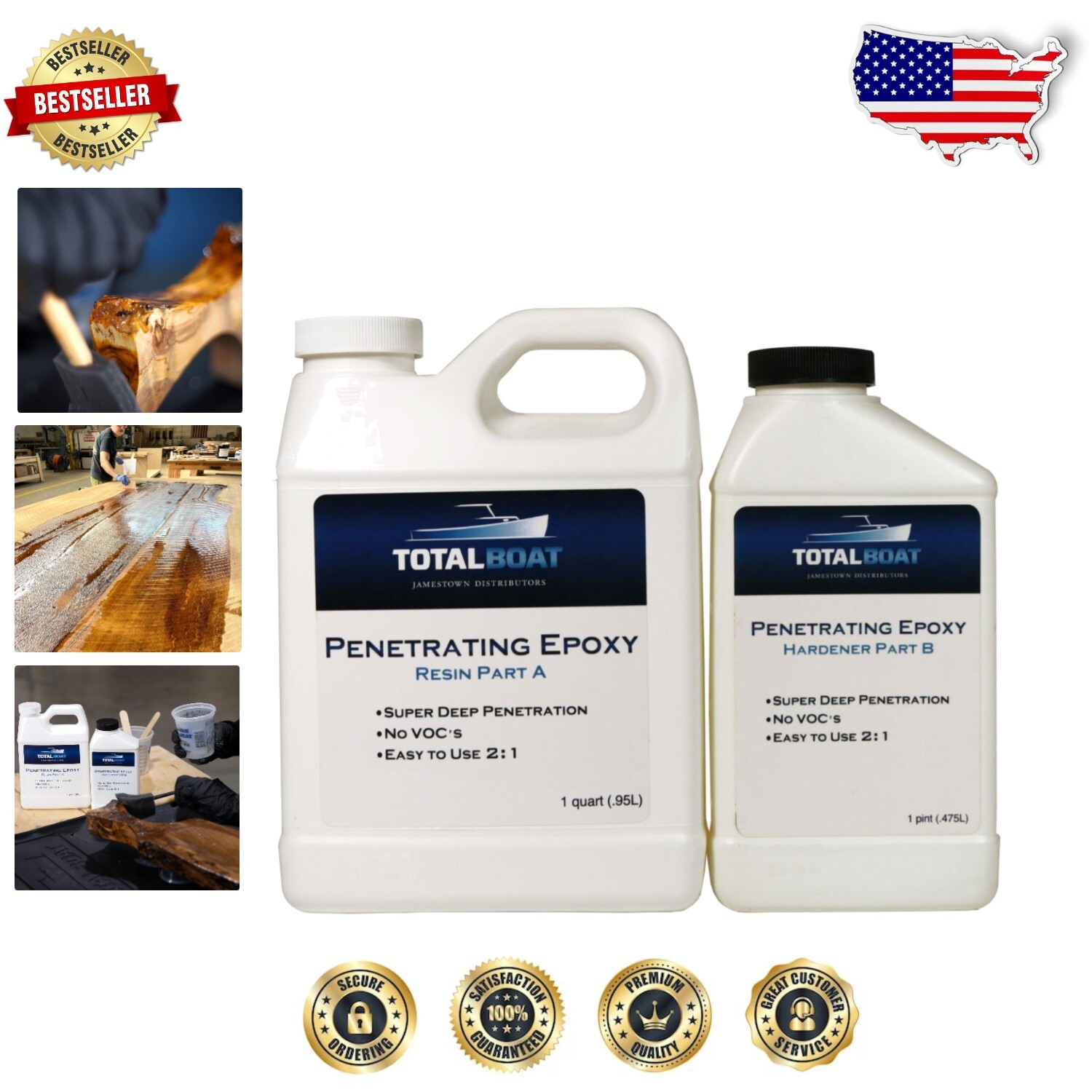 Clear Penetrating Epoxy Wood Sealer Quart for Effective Rot Repair & Restoration-image
