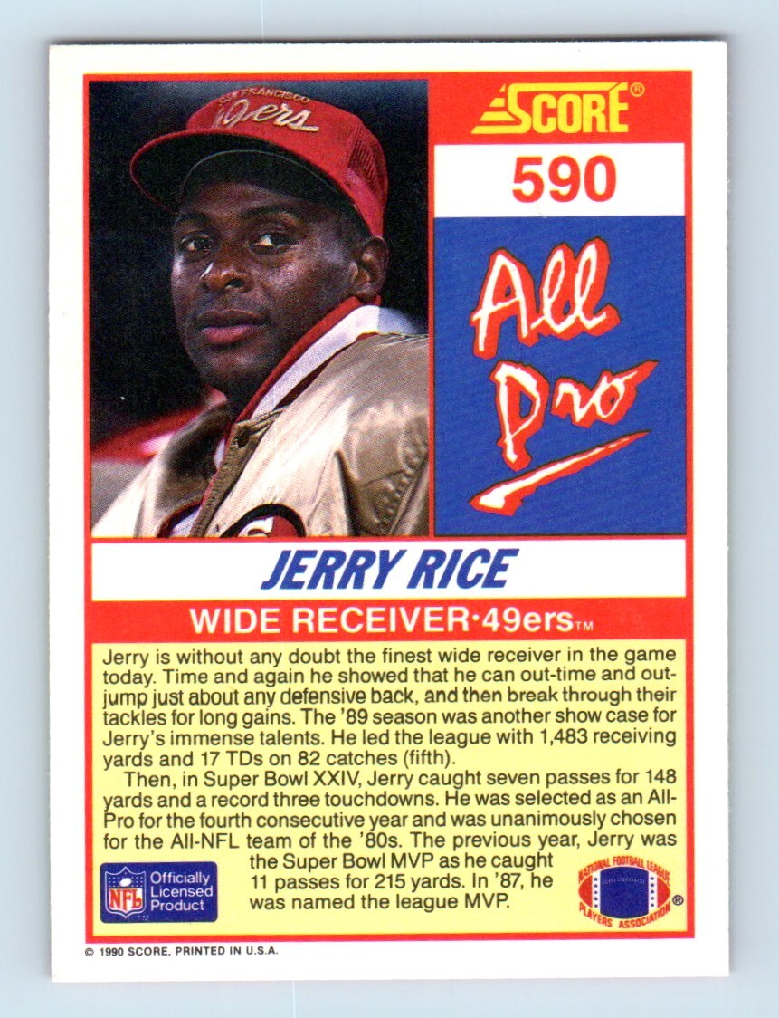 1990 Score Jerry Rice San Francisco 49ers 590 eBay