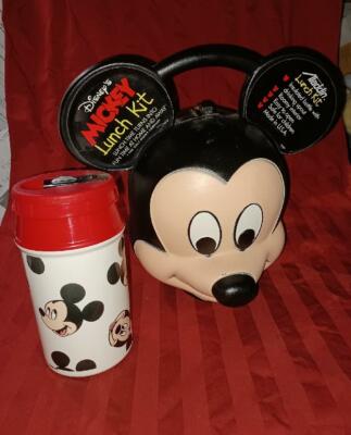 VINTAGE Disney Mickey Mouse Head Lunch Box Kit By Aladdin