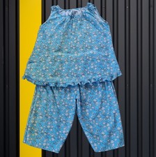 Womens Pajamas 2-Piece Set leeveless Top  Capri Pants Blue Size XL US size S 