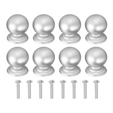 8Pcs Cabinet Knobs, 0.87" Single Hole Round Ball Drawer Knob with Screws, Silver