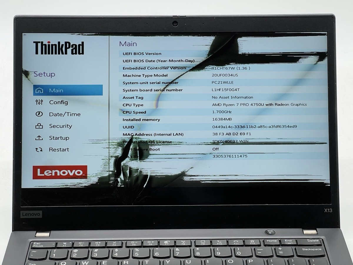 Lenovo ThinkPad X13 Gen 1, Ryzen 7 PRO 4750U, 1.7GHz, 16GB, 512GB