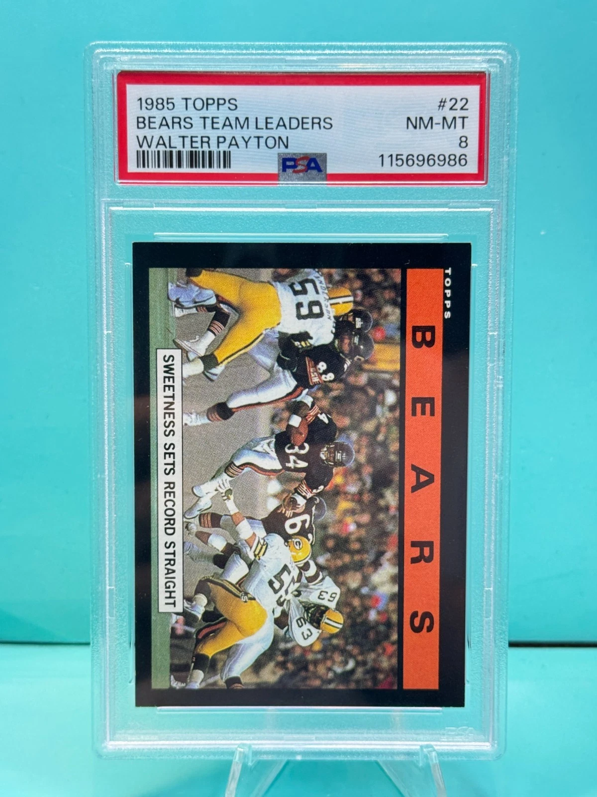 1985 Topps - Bears Team Leaders - Walter Payton #22 - PSA 8