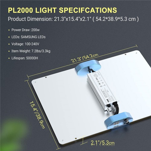 Phlizon 2000W Samsung LED Grow Light Full Spectrum for Indoor plant All Stage IR - Bild 9 von 12