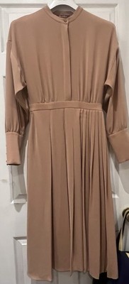 Max Mara Studio Blush Peach Pleated Long Dress Italy US 6 Elegant