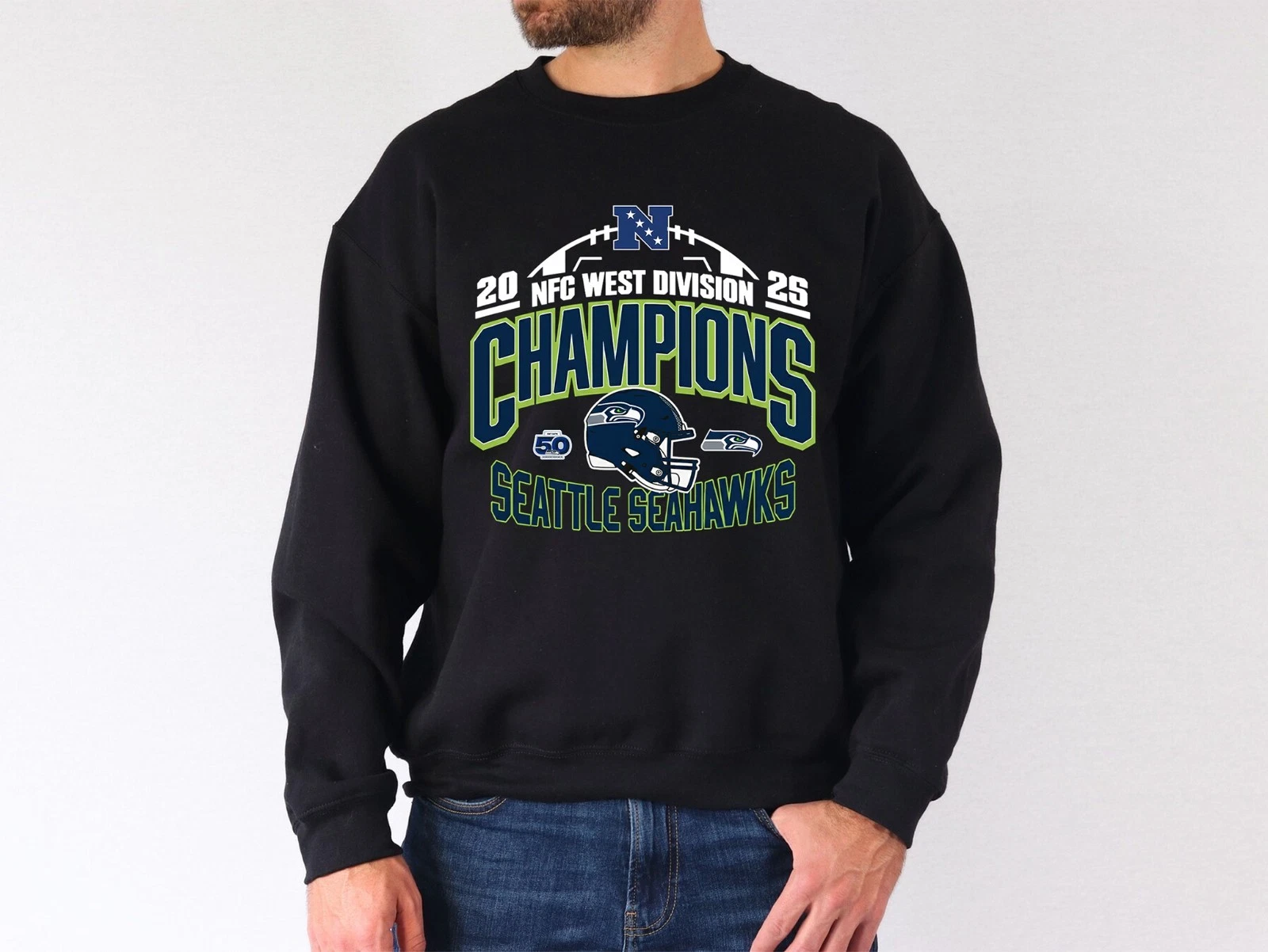 Seattle Seahawks 2025 NFC West Division Champions Helmet Sweatshirt