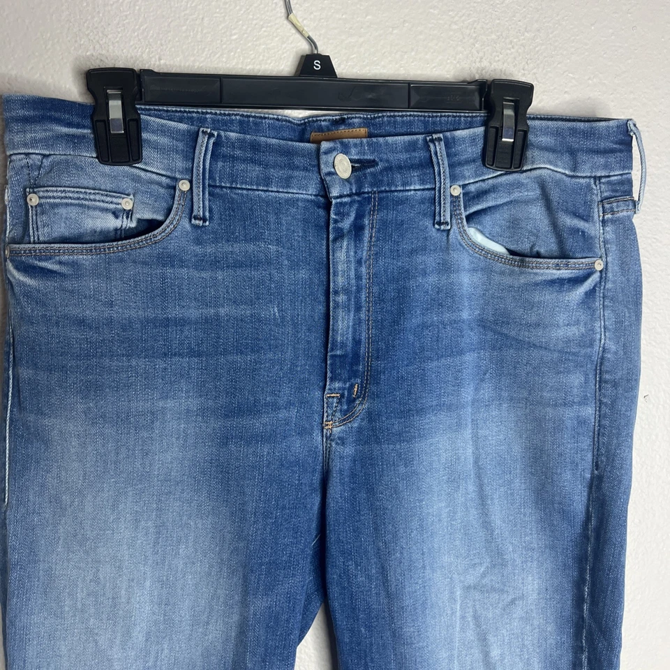 Jean Mother Denim The Looker Tobillo Fray Talla 33x28 Azul 5 Bolsillos Cremallera Mosca Usado en Excelente Condición Foto 3 de 4