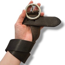 Vintage y2k Gap Brown Leather Belt Silver O RING 30-36" Rustic Western grunge
