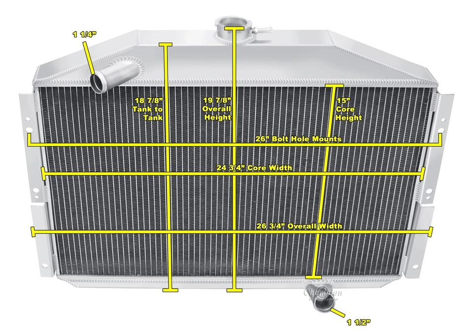 CHAMPION 3 ROW ALUMINUM RADIATOR 53 54 55 STUDEBAKER CHAMPION COMMANDER - Image 3 of 3