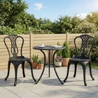 Aluminium Cafe Bistro Set Garden Furniture Table and Chair 3pc Patio Cast Black