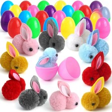 6 Pcs Easter Fillable Plastic Eggs with Cute Bunny Inside Gift