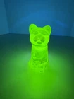 Fenton Uranium / Vaseline Glass Topaz Opalescent, Sitting Cat, Very Rare! MINT