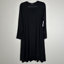 Karen Kane plus size 2X hi-low midi dress stretch knit black fit & flare NEW