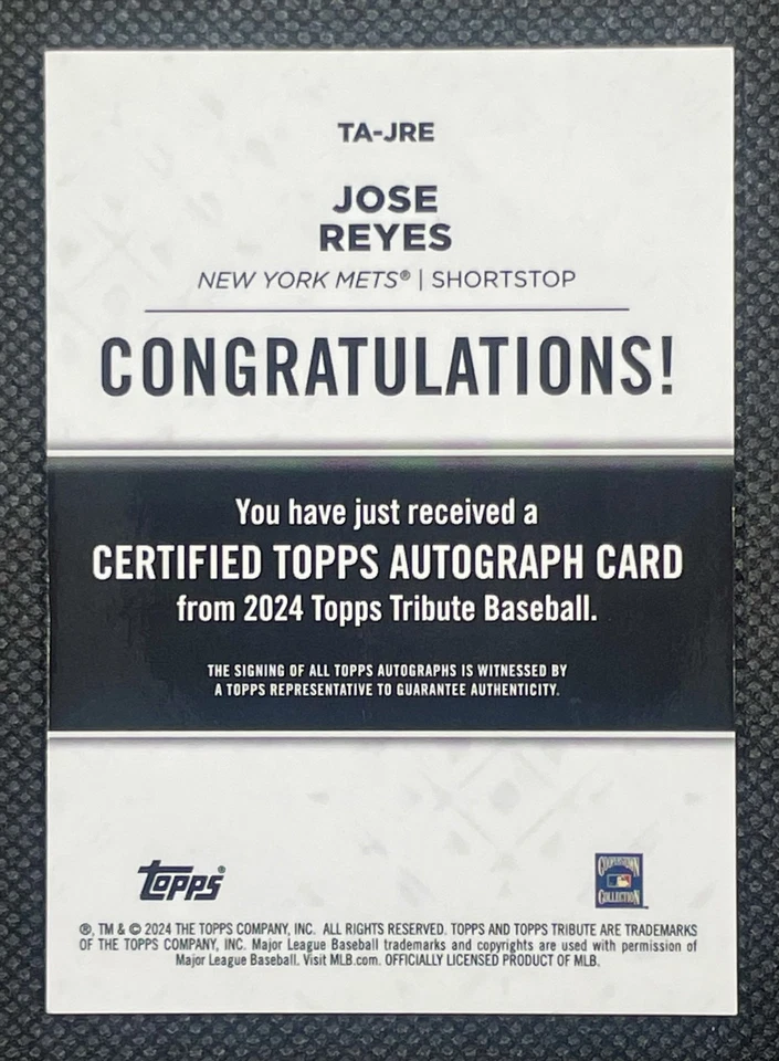 Jose Reyes 2024 Topps Tribute Auto Autograph Purple New York Mets #/50 - Image 2 of 2