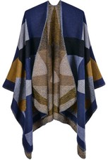 Women's Shawl Wraps Sweater Poncho Cape for Fall WinterSeries 1-a-jh-navy Blue
