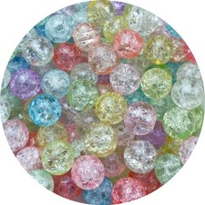 100pcs Crackle Glass Beads 8mm Round Crystal Glass Spacer Crafts Beads for Je...