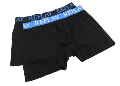 REPLAY Boxers pour Homme 2XL Noir Taille Élastique Coton Stretch lot de 2 - Photo 1/4
