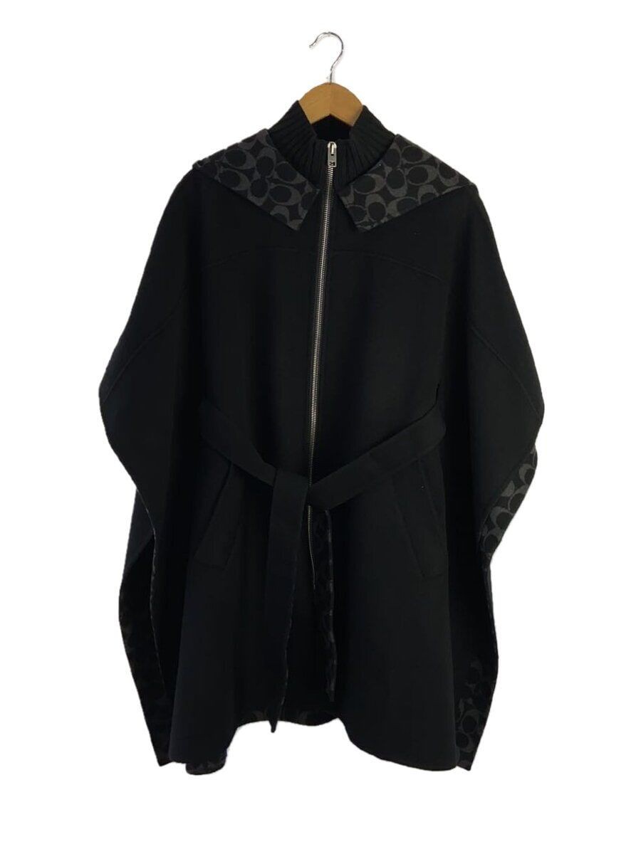 Poncho cappotto mantello coach altra firma doppia faccia XS lana nero tinta unita