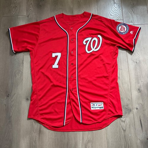Majestic Flexbase Washington Nationals Trea Turner #7 Red MLB Jersey Men's 52