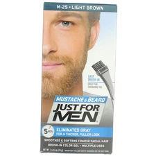 6 Pack Just For Men Easy Brush In Mustache & Beard Color, Light Brown M-25