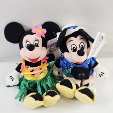 Disney Store Mickey Mouse Tourist  Hula Minnie Mini Bean Bag Plush 8" New NWT