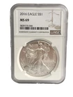 2016 American Silver Eagle $1 Dollar Coin One Troy Ounce 0.999 Fine NGC MS69
