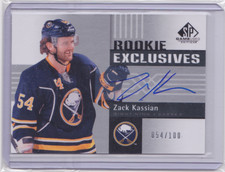 2011-12 UD SPGU ROOKIE EXCLUSIVES AUTO 54/100 ZACK KASSIAN 1/1 JERSEY NUMBER SP