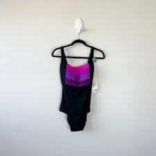 Gabar One Piece Swimsuit Size 10 D Cup Black Colorblock UPF 50 Hydrofinity NWT’s