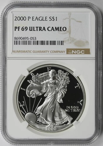 2000-P American Silver Eagle $1 Proof PF 69 Ultra Cameo NGC