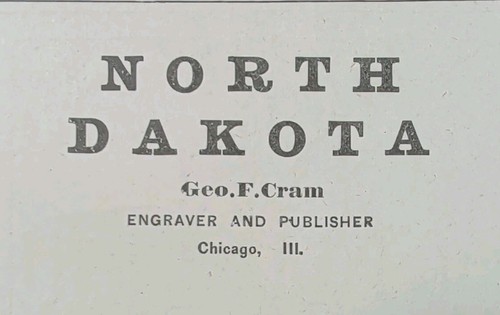 Vintage 1889 NORTH DAKOTA Map 14"x11" Old Antique Original BISMARCK FARGO MINOT