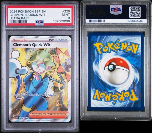 Clemont's Quick Wit 229/191 Full Art Mint PSA 9. Pokémon S&V Wogende Funken - Bild 3 von 3
