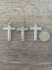 Lot of 3 Antique Solid Silver Christ Cross Pendants Religious Medal