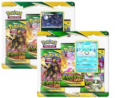 2 Pokemon SWSH Evolving Skies 3-Pack Blisters 1-  Umbreon  & 1-Escue