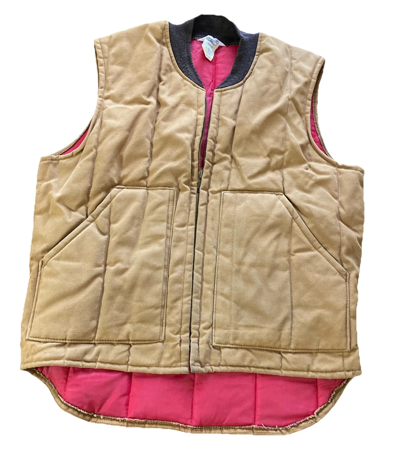 Big Smith Insulated Canvas Vest Mens Large Brown Duck Workwear Quilted Chore