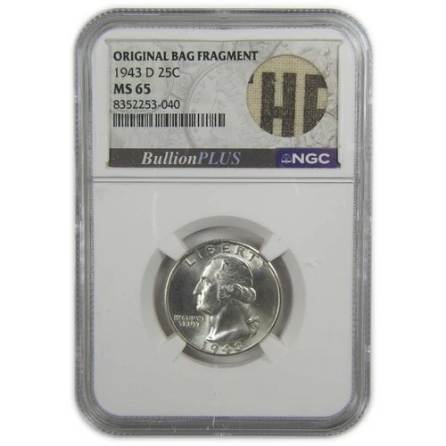 1943 D Washington Quarter MS 65 NGC Silver Bag Fragment SKU:I20623