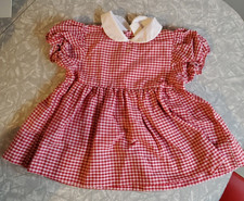 Vintage 80s Red Gingham Baby Dress Sz 24 Months Retro Country