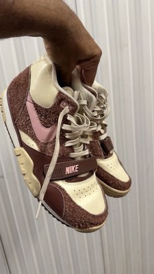 Nike Air Trainer 1 Low Top Sneakers Brown Cream Pink Lace Up Hook & Loop