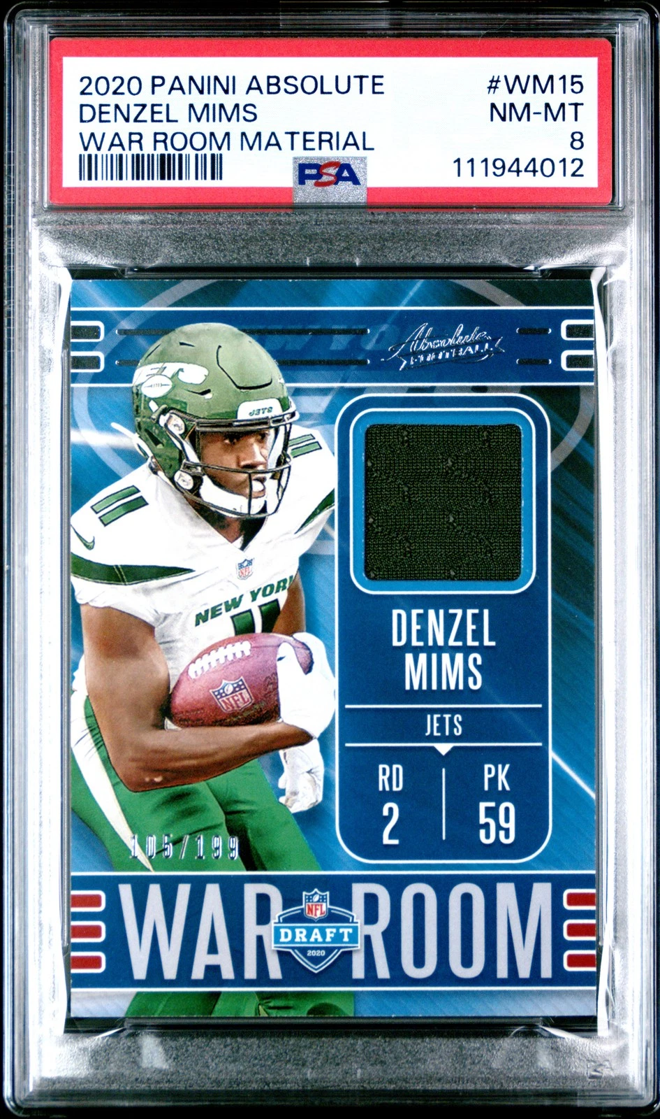 Denzel Mims Panini Absolute War Room Materials #WM15 Base