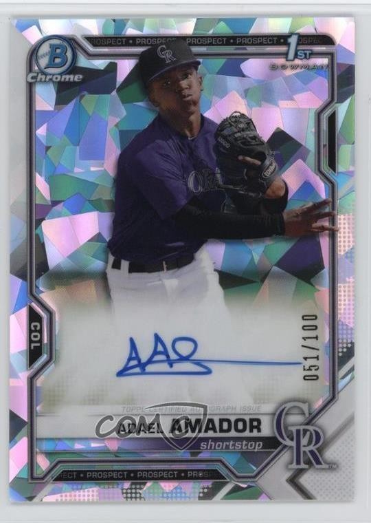 2021 Bowman Chrome Prospects Atomic Refractor 51/100 Adael Amador Auto 10yf