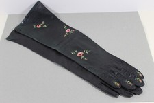 Fine French Point de Beauvais embroidery kid leather opera debutante gloves sz 6