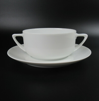 Rosenthal Porzellan Suppentasse + Untertasse Serie Donatello weiss Soup Cup