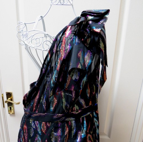 Next 1990s Vintage Ladies Occasion Dress Size 18 Black Metallic Bow Shoulder - Picture 3 of 7