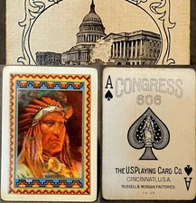 1920 Historic Antique Playing Cards Congress Native American Indian Chief Deck