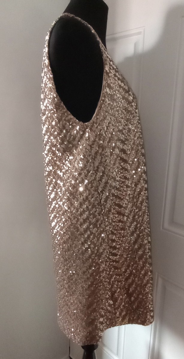 Zara Dress Size L Gold Sequined Mini Dress New W/Tags Cocktail Glam Party  Dress | eBay
