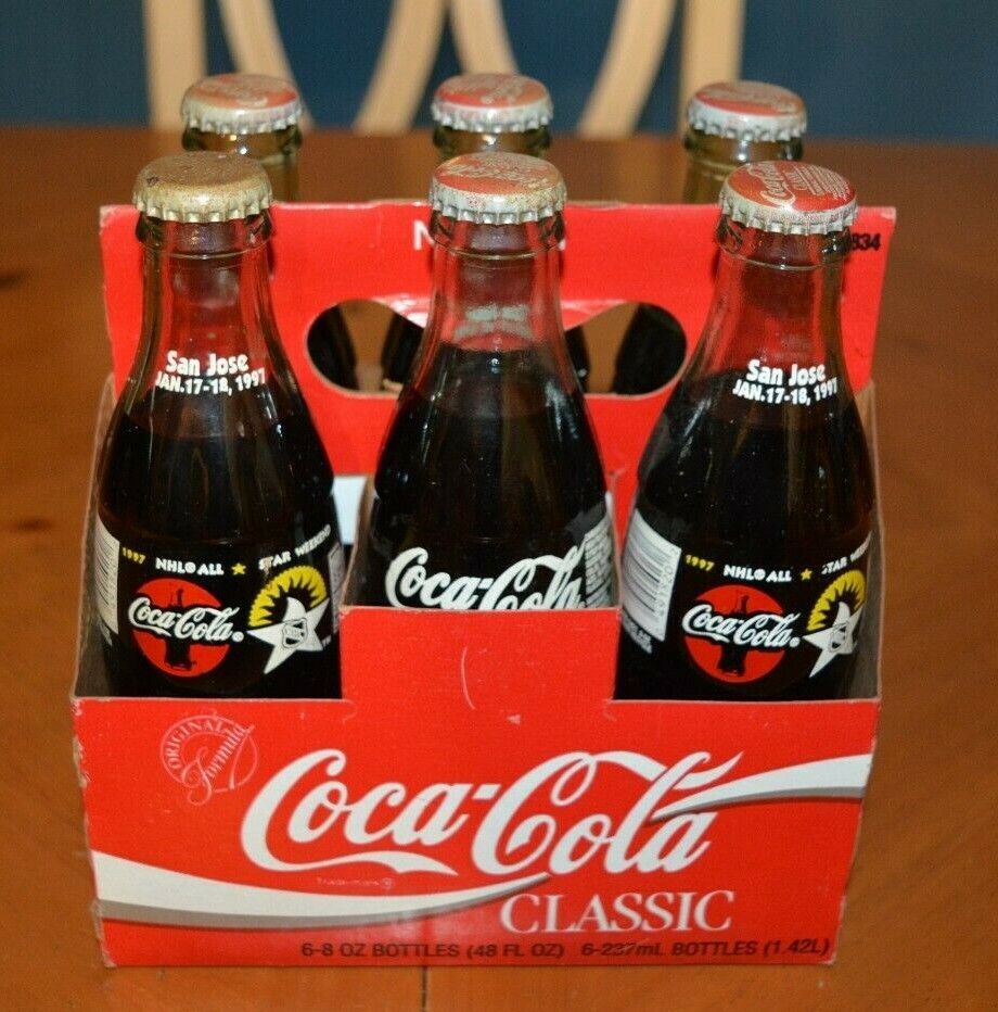 VINTAGE 6 PACK CLASSIC COKE COCA COLA BOTTLES NHL ALL STAR GAME