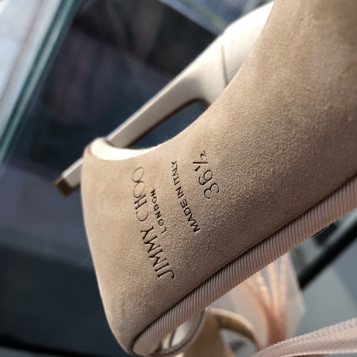 JIMMY CHOO Aveline 100 Asymmetric Grosgrain Mesh Bow Nude JIMMY CHOO Aveline 100 Asymmetric Grosgrain Mesh Bow Nude